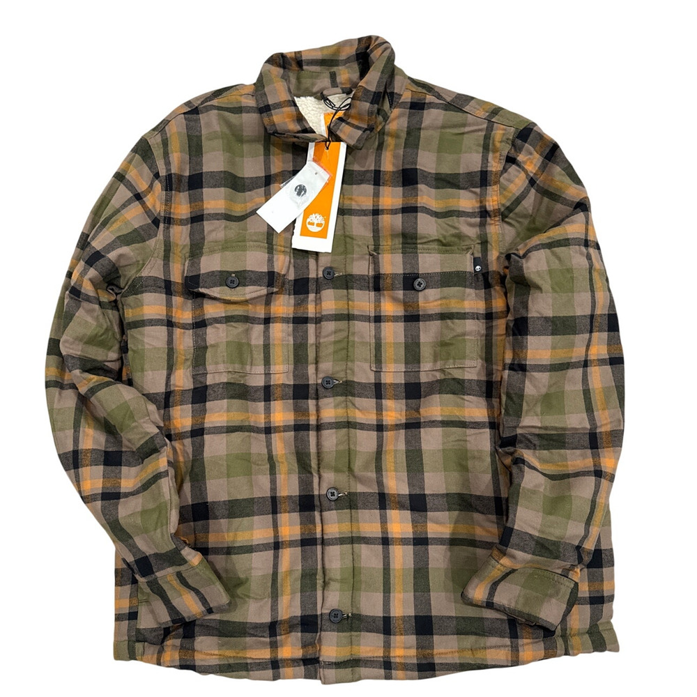 Timberland Men's Tartan Flannel Jacket with Sherpa Lining - Size: Medium